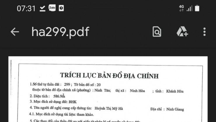 ** BÁN LÔ ĐẤT GẦN 600M2 GIÁ 1.3 TỶ TẠI NINH HÒA, KHÁNH HÒA GIÁ CHO NHÀ ĐẦU TƯ MUA NHANH