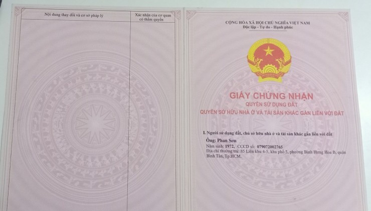 **CẦN BÁN NHÀ RIÊNG CẤP 4   TẠI QUẬN BÌNH TÂN- TP HỒ CHÍ MINH