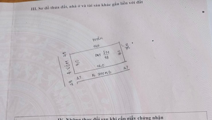 phượng đồng phụ châu xuất hiện một lô dt 48m đường ô tô thoải mái gần thể dục thể thao cách trục chính liên xã vài trăm mét 
gấn chợ và khối hành