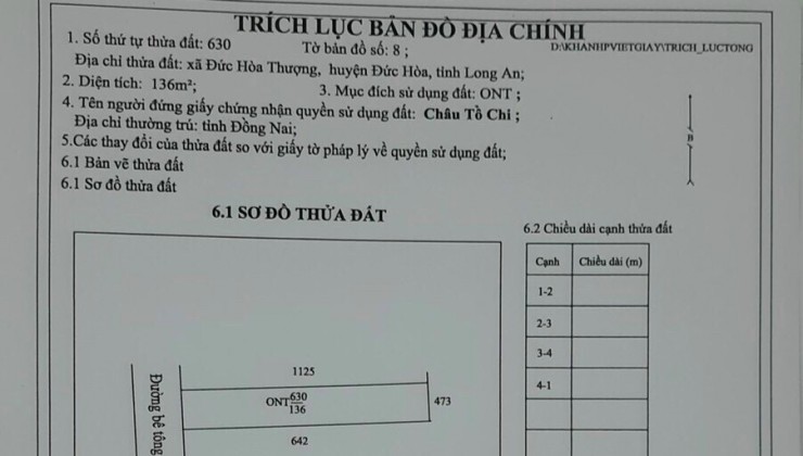 Đất Đức Hòa Thượng 136m2 Siêu rẻ