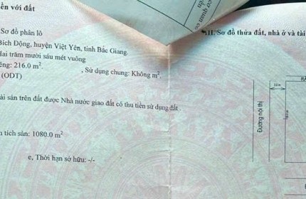 Vị trí vàng  THỊ XÃ VIỆT YÊN, TỈNH BẮC GIANG