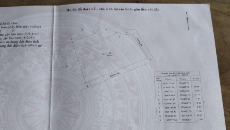 ĐẤT CHÍNH CHỦ - GIÁ TỐT - Vị Trí Đắc Địa Tại Thôn Lập Định 1, Xã Cam Hòa, Huyện Cam Lâm, Khánh Hòa