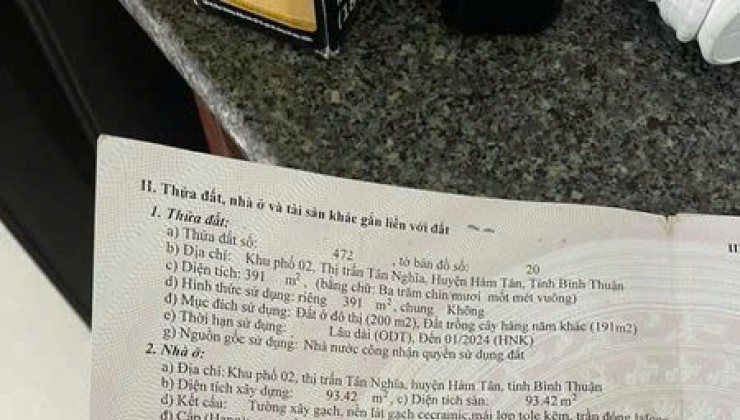 • HÓT ! CHÍNH CHỦ CẦN BÁN ĐẤT TRUNG TÂM HÀNH CHÍNH QUỐC LỘ 1A HÀM TÂN - BÌNH THUẬN - 400 TRIỆU / M NGANG