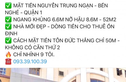 Bán nhà mặt tiền trung tâm tphcm. Ngang lớn, nhà đẹp, sổ vuông, kinh doanh tốt, chỉ từ 9 tỷ. LH: 0933910039