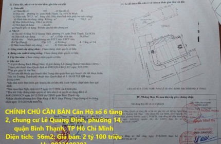 CHÍNH CHỦ CẦN BÁN Căn Hộ Ngay Trung Tâm Quận Bình Thạnh, Hồ Chí Minh – GIÁ CỰC TỐT