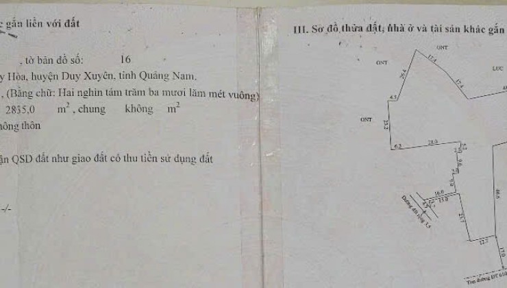 Đất Chính Chủ, Full Thổ Cư Tại Mặt Tiền Quốc Lộ 14H, Duy Xuyên, Quảng Nam, Giá Chỉ 4.8 tỷ