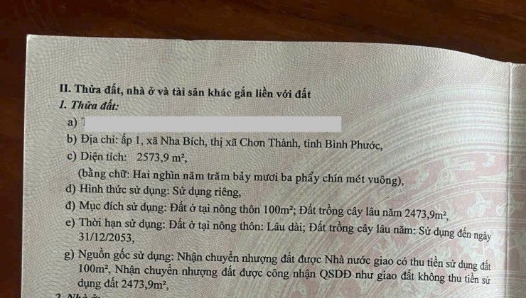 Bán lô đất tại ấp 1, xã Nha Bích, thị xã Chơn Thành, Bình Phước