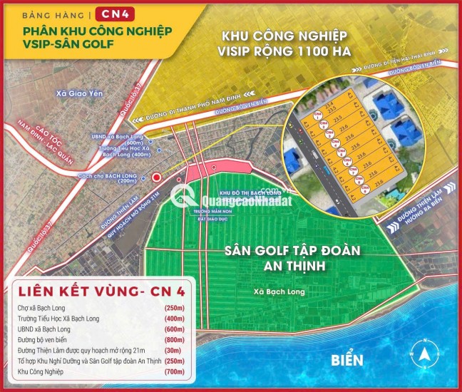 Sốc sốc, bán đất nền gần khu công nghiệp ViSIP, Thị trấn Quất Lâm, Giao Thủy, Nam Định, 1,1 tỷ / m2, 98,5 m2