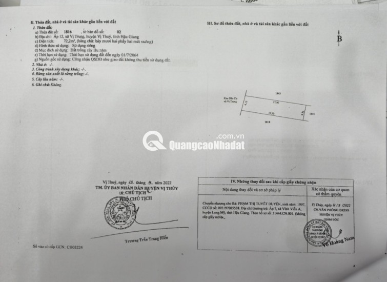Cần bán gấp nhà và nhà tại chợ Vị Trung, huyện Vị Thuỷ, tỉnh Hậu Giang (có 83m thổ cư). Giá: 1tỷ