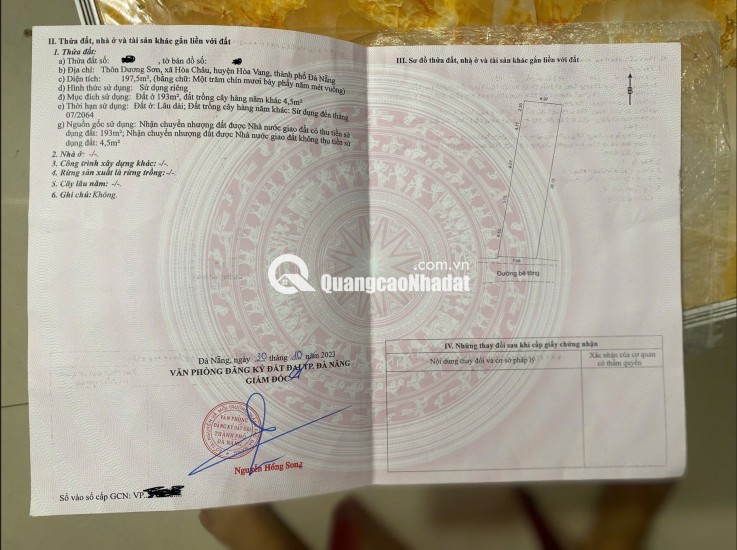 BÁN LÔ ĐẤT KIỆT Ô TÔ 5M – THÔN DƯƠNG SƠN, HÒA CHÂU, ĐÀ NẴNG – GẦN TRUNG TÂM THÀNH PHỐ