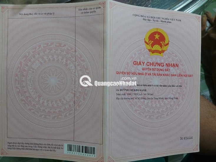 Chính Chủ Bán Đất 2 Mặt Tiền Thị Trấn Mỹ An Đồng Tháp Giá Giảm 550tr