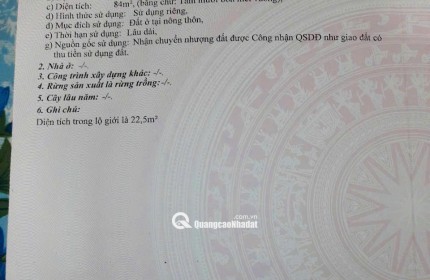 BÁN ĐẤT CHÍNH CHỦ - SỔ HỒNG RIÊNG - GIÁ CHỈ 1 TỶ 8