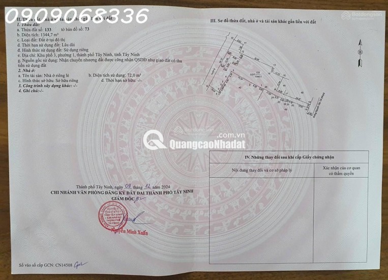 ĐẤT THỔ CƯ ĐƯỜNG NGUYỄN VĂN TỐT - PHƯỜNG 1 - TÂY NINH. GIÁ CỰC TỐT