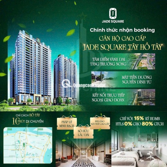  CĂN HỘ CAO CẤP - JADE SQUARE TÂY HỒ TÂY - VIEW CÔNG VIÊN HIẾM - 128 M2 - CHỈ 12 TỶ 