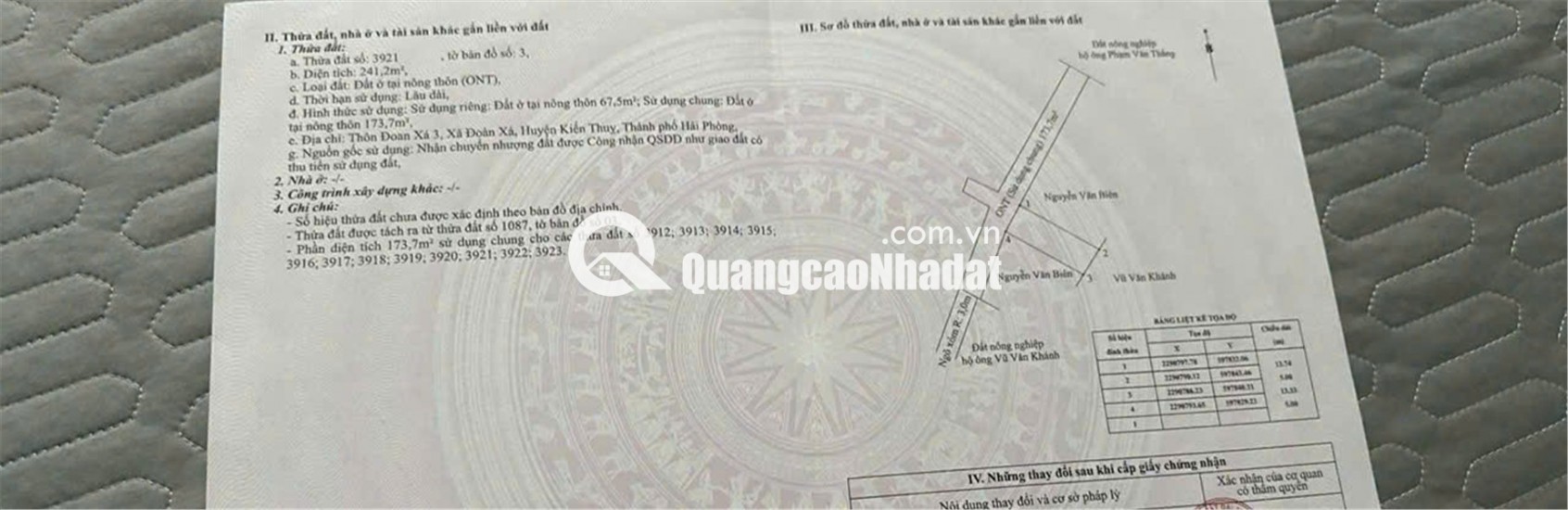 Bán đất Đoàn Xá, Kiến Thụy, Hải Phòng