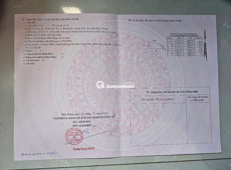 khả năng dự án Vàng: 1033m2 Đất Thổ Cư Quốc Lộ 55, Hàm Tân - Bình Thuận, Chỉ 1 Tỷ!