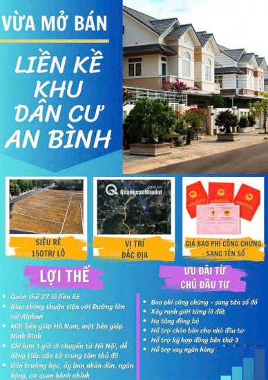 CHỈ HƠN 200 TRIỆU CÓ NGAY 1 SUẤT ĐẦU TƯ TẠI HÒA BÌNH (PHÚ THỌ)