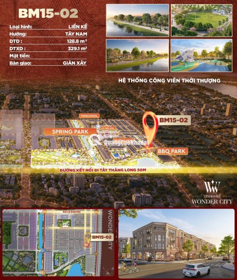  [CĂN SIÊU PHẨM – BM15-02] 
 Vị trí ĐẮC ĐỊA – Đối diện BBQ Park, vài bước ra Spring Park & khu thể thao ngoài trời.