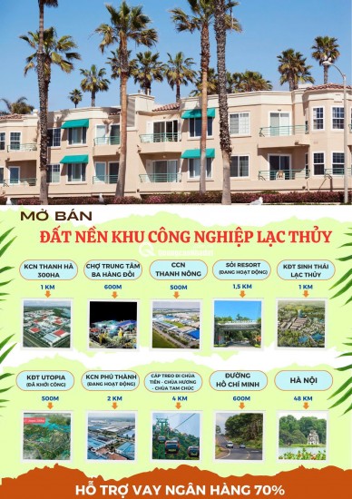ĐẤT NỀN TRUNG TÂM ĐÔ THỊ – LÕI KCN THANH HÀ (Ba Hàng Đồi, Lạc Thủy, Hòa Bình)