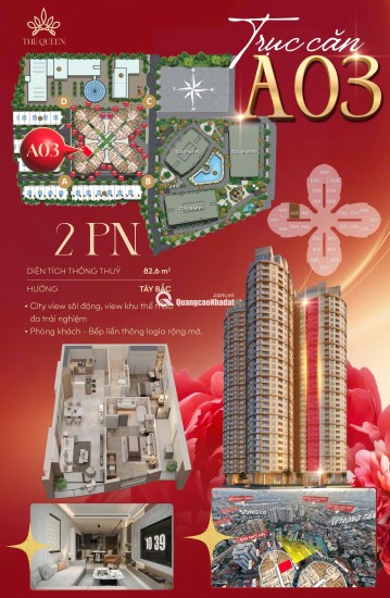 Chiết khấu cực lớn căn hộ chung cư cao cấp 2PN The Queen 360 Giải Phóng - Sổ hồng riêng