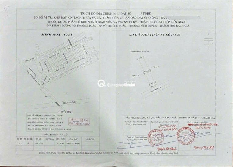 Bán đất khu giáo viên trường Hướng Nghiệp - đường Võ Trường Toản (P Vĩnh Quang cũ, P Rạch Giá, An Giang)