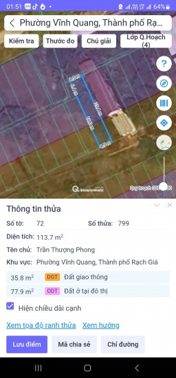 Bán đất khu giáo viên trường Hướng Nghiệp - đường Võ Trường Toản (P Vĩnh Quang cũ, P Rạch Giá, An Giang)