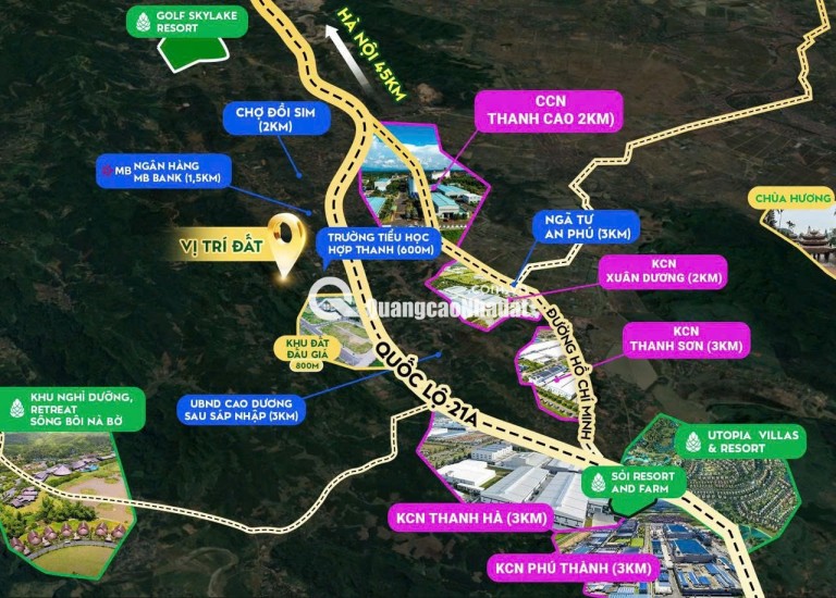 Lô đất diện tích 70,9 m liền kề vs các Cụm CN Thanh Cao, Thanh Hà, Phú Thành đặc biệt tiếp giáp với khu đất đấu giá tại Cao Dương