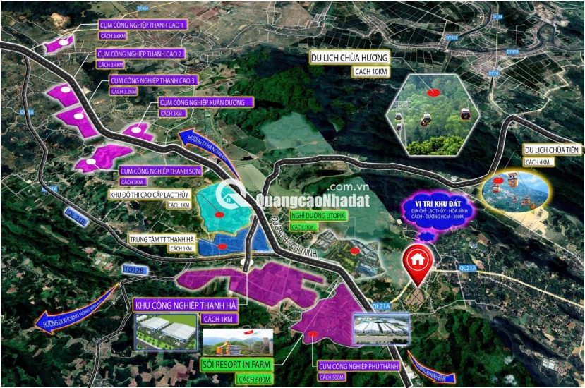 Khu đất tại Phú Thành, Lạc Thủy, Hòa Bình. Điểm nhấn vị trí nằm sát các Resort và CCN lớn trọng điểm tại Phú Thành