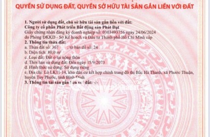 Bán  đất dự án đẹp ở mặt tiền QL19 Quy Nhơn Giá chỉ từ 2,2 tỷ/lô diện tích 80m2, Hỗ trợ trả góp không lãi suất