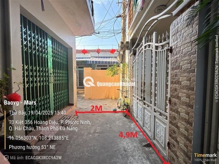 Bán nhanh nhà 2 tầng kiệt 356 Hoàng Diệu, Đà Nẵng.