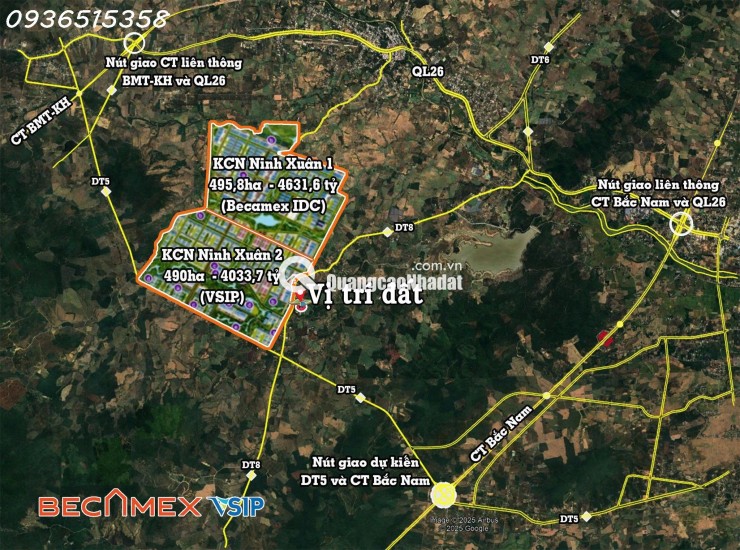 Lô đất 3 mặt tiền DT5 – ngang 65,5m – hơn 2.600m² tại Ninh Xuân, Ninh Hòa.