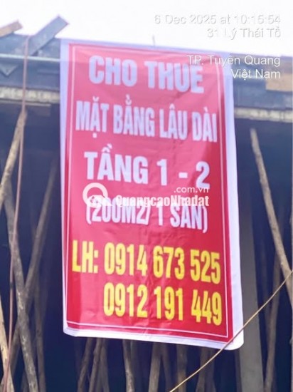 CHÍNH CHỦ CẦN  CHO THUÊ MẶT BẰNG KINH DOANH VỊ TRÍ ĐẸP – TRUNG TÂM TP TUYÊN QUANG