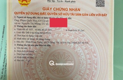 Vợ ông chồng em cần bán mảnh đất full thổ cư- Đoài Phương, Sơn Tây, HN (Em không tiếp  sale, cần tìm khách hàng mua ạ)