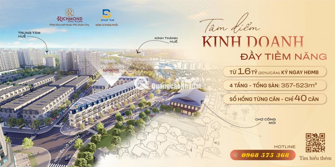 RICHMOND PHÚ XUÂN CITY (ĐỐI DIỆN CHỢ CỐNG MỚI) - ĐẶC QUYỀN DÀNH RIÊNG CHO 20 QUÝ KH ĐẦU TIÊN TẠI TP HUẾ!!!