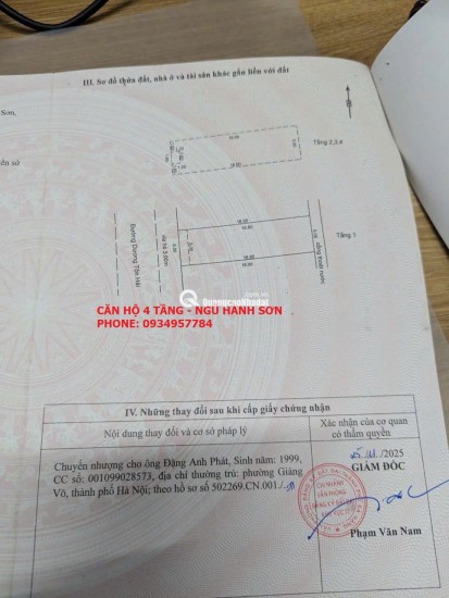 Bán toà căn hộ 4 tầng đường Dương Tôn Hải, Ngũ Hành Sơn, Đà Nẵng - Giá 9,6 tỷ (Có tl)