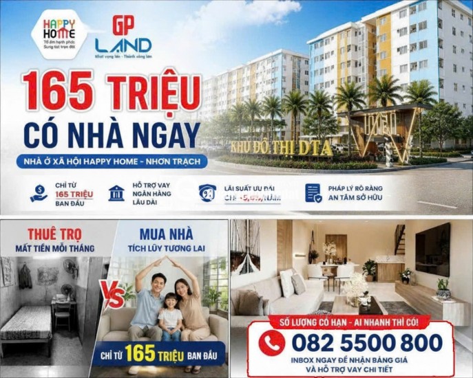 Happy Home 2PN + 2WC - Thanh toán 30% (165 Triệu) sở hữu ngay, sổ hồng riêng⁠