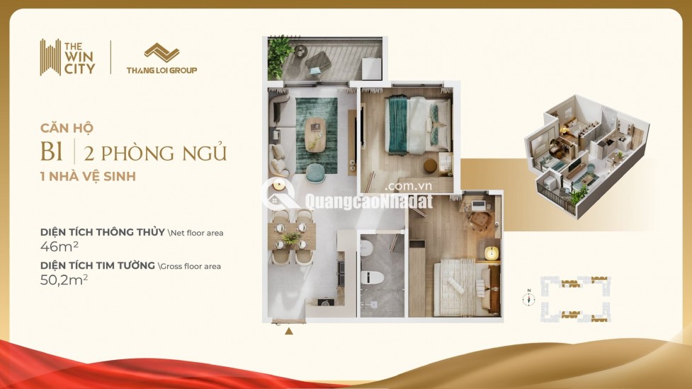 căn hộ 2PN gần Cầu Xáng - Bình Chánh chỉ 1.654 tỷ (100% đã Vat), bàn giao full nội thất cao cấp gỗ An Cường