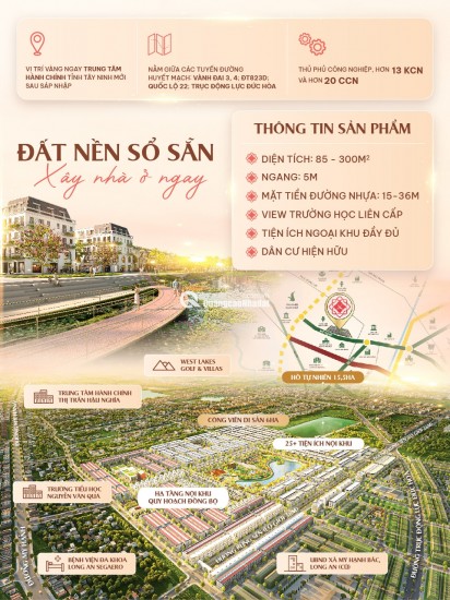 Đất nền sổ sẵn, gần trung tâm cụm khu công nghiệp Đức Hòa, chỉ từ 2,1 tỷ/nền