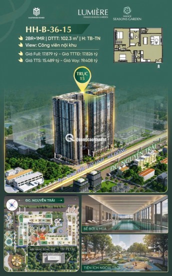 The Bloom  Căn 2BR+1 Hướng Đông Bắc – Tây Nam, View Công Viên Nội Khu Thoáng Đẹp