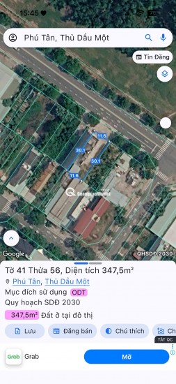 CC BÁN ĐẤT ĐƯỜNG LÊ LỢI - P.BÌNH DƯƠNG (PHÚ TÂN CŨ) 347.9MV CHỈ 43TR/M2. LH:0369121238.