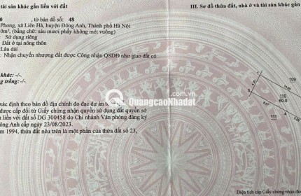 CHÍNH CHỦ CÓ MẢNH ĐẤT CẦN BÁN TẠI THÔN HÀ PHONG - XÃ LIÊN HÀ - HUYỆN ĐÔNG ANH - TP HÀ NỘI