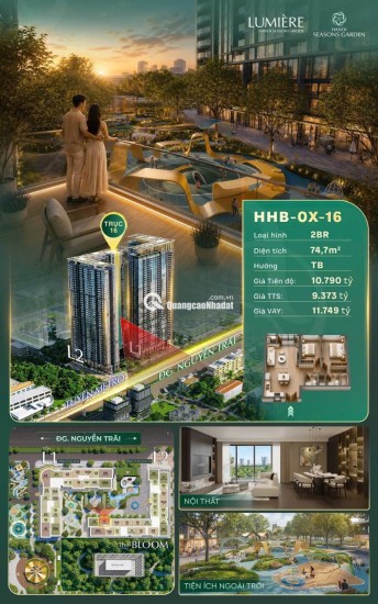  GIỎ HÀNG HIẾM CĂN 2PN TẠI LUMIÈRE HANOI SEASONS GARDEN: Sở hữu căn hộ 2PN , diện tích 74,7m², tọa lạc tại trục căn đẹp tòa L2, ôm trọn tầm nhìn