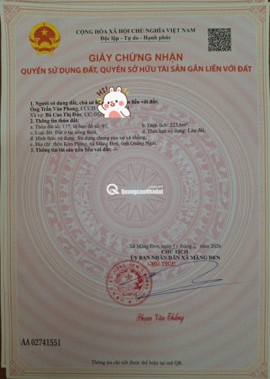 BÁN ĐẤT FULL THỔ CƯ TẠI MĂNG ĐEN – QUẢNG NGÃI