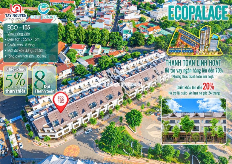 Nhà phố Ecopalace Buôn Ma Thuột - Một căn sở hữu nhiều giá trị.