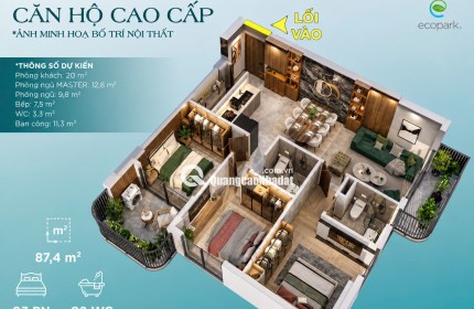  CĂN HỘ ECOPALACE BMT – ECO-3015 | căn góc 3PN | 85,3M² | 2 BAN CÔNG | 2 VIEW