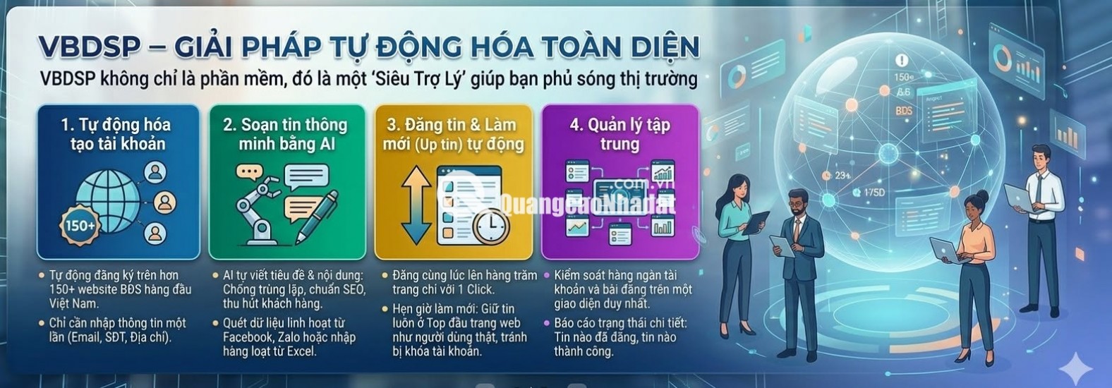VBDSP là phần mềm đăng tin bất động sản tự động trên hơn 200 website mua bán và rao vặt nhà đất