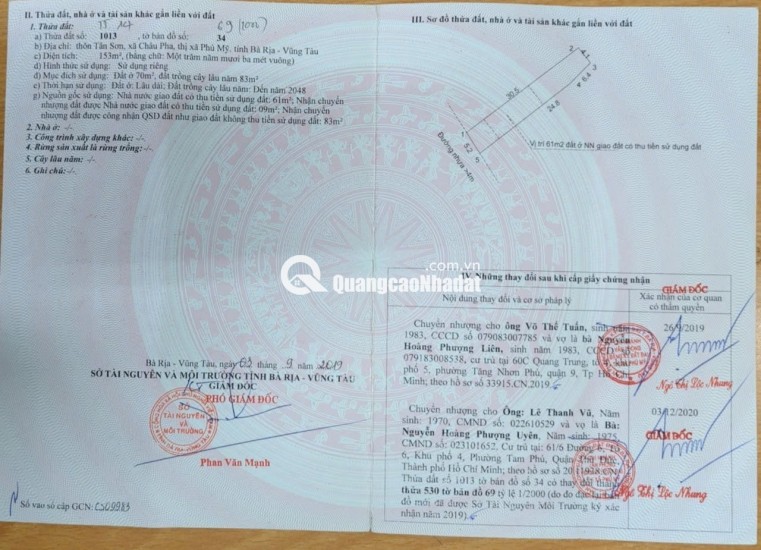 BÁN ĐẤT TẠI CHÂU PHA-TPHCM, DT 153M2 SHR 1.180 TỶ. LH:0913976848 - A TOẠI (CHÍNH CHỦ)