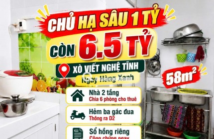 Bán  nhà XVNT ,Bình Thạnh, ngay hàng xanh.Chủ hạ 1 tỷ còn 6.5 tỷ- 58m2
