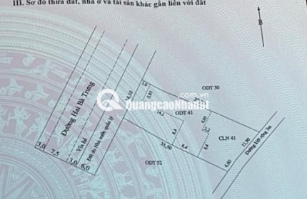 BÁN 564,6 M2 ĐẤT MẶT TIỀN ĐƯỜNG HAI BÀ TRƯNG – PHƯỜNG HỘI AN – LH:0915437069.