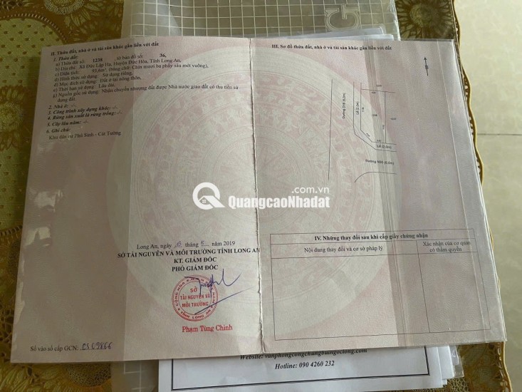 BÁN ĐẤT ĐỨC HOÀ TỈNH TÂY NINH - DT 93,6 M2 - SHR - 2TỶ050TR. LH:0903974577